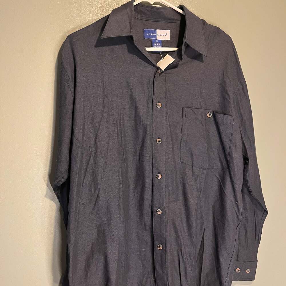 Urban Works Men's Taupe Brown Long Sleeve Button Up Shirt medium
